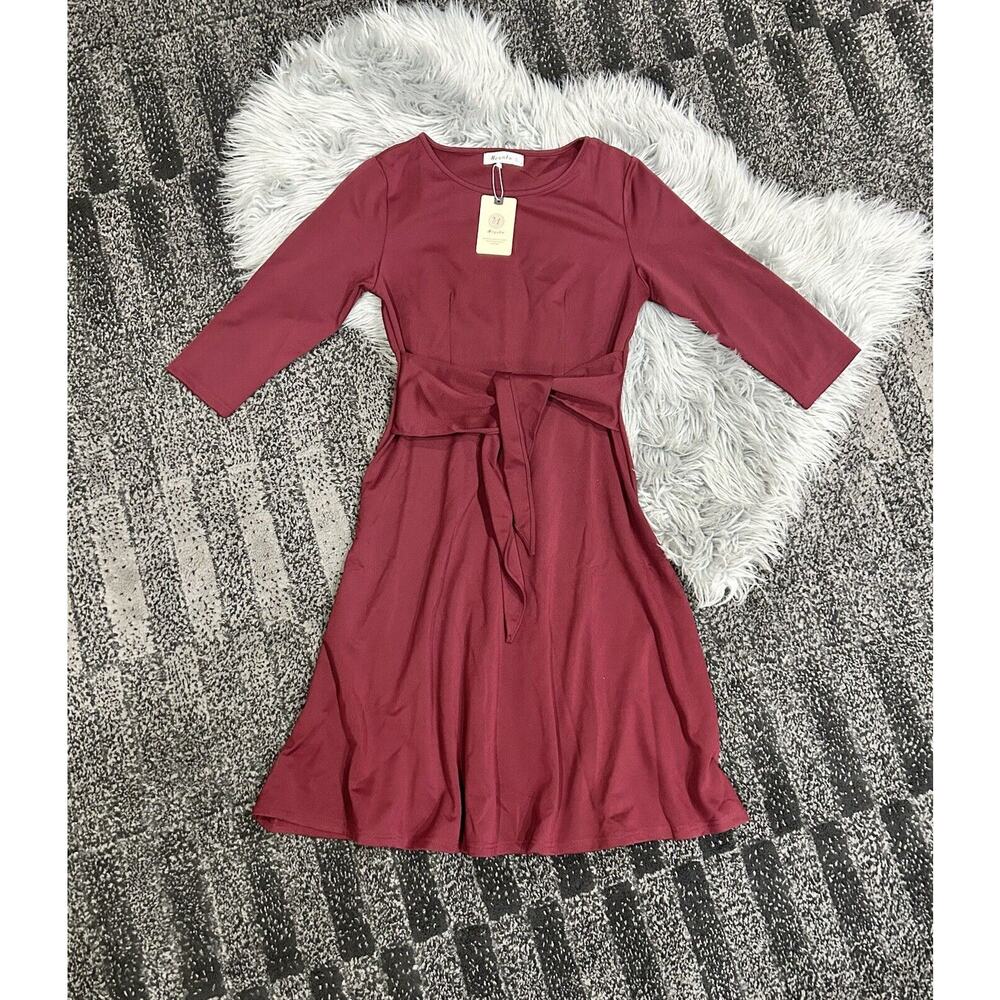 Women's Flowy Casual Midi Burgundy Dress Size‎ Small